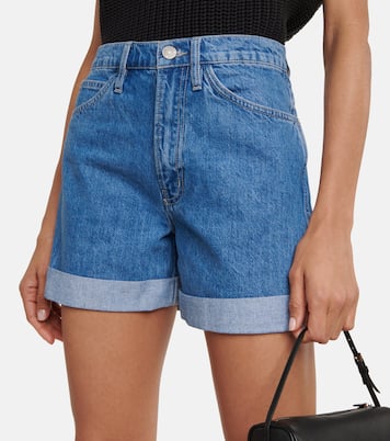 Shorts di jeans a vita alta con risvolto | Frame