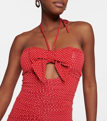 Polka-dot ruched cutout midi dress | Alexandre Vauthier