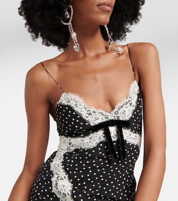 Lace-trimmed polka-dot silk midi dress | Alessandra Rich