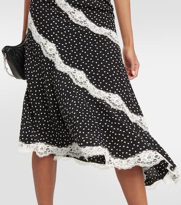 Lace-trimmed polka-dot silk midi dress | Alessandra Rich