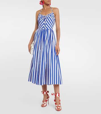 Abito midi Portofino a righe in cotone | Dolce&Gabbana