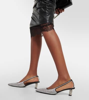Pumps slingback in raso con cristalli | Tom Ford