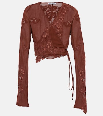 Top cropped con pizzo e stampa floreale | Acne Studios