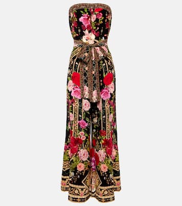 Printed strapless silk jumpsuit | Camilla