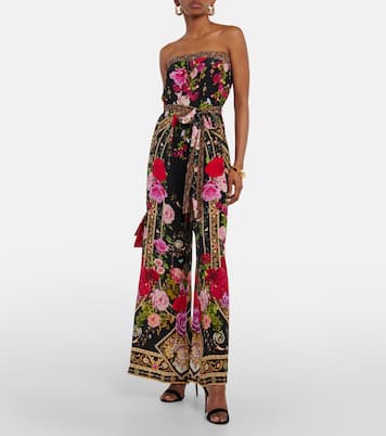 Printed strapless silk jumpsuit | Camilla