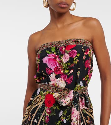 Printed strapless silk jumpsuit | Camilla