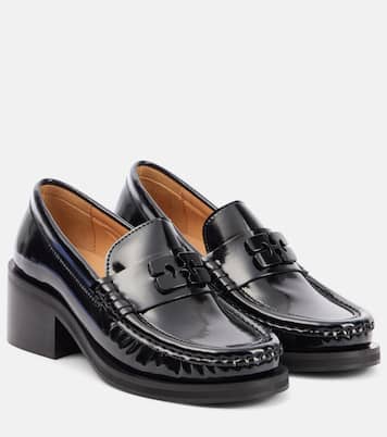 Pumps mocassino in pelle con logo | Ganni