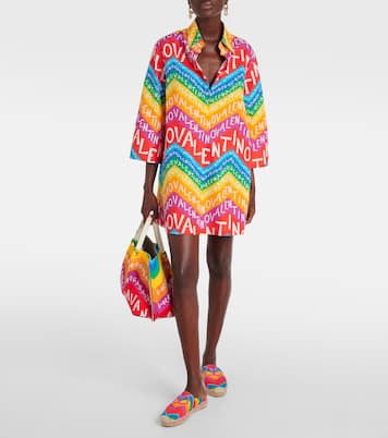 Vestido camisero de algodón con logo | Valentino
