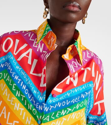 Vestido camisero de algodón con logo | Valentino