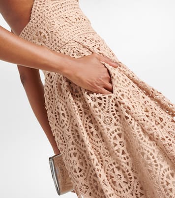 Abito midi in macramé di misto cotone | Elie Saab