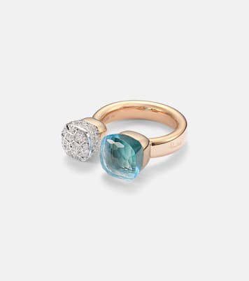 Bague Nudo en or blanc et or rose 18 ct, topaze et diamants | Pomellato