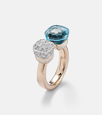Bague Nudo en or blanc et or rose 18 ct, topaze et diamants | Pomellato