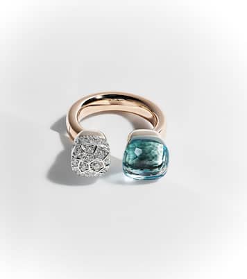 Bague Nudo en or blanc et or rose 18 ct, topaze et diamants | Pomellato