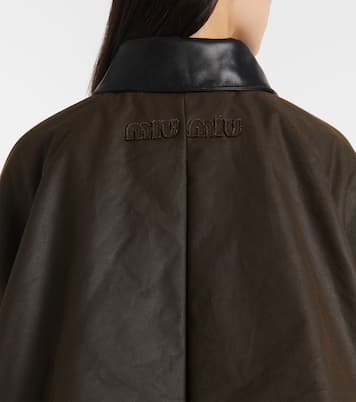 Waxed oversized canvas cotton jacket | Miu Miu