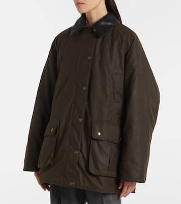 Waxed oversized canvas cotton jacket | Miu Miu