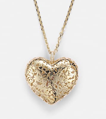 Collier Puffy Icon Wallpaper Heart en or 14 ct et diamants | Sydney Evan
