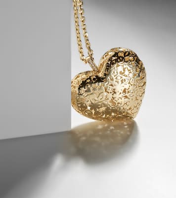Collier Puffy Icon Wallpaper Heart en or 14 ct et diamants | Sydney Evan