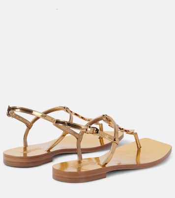 Tongs en cuir métallisé | Versace