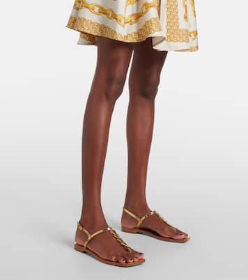 Tongs en cuir métallisé | Versace