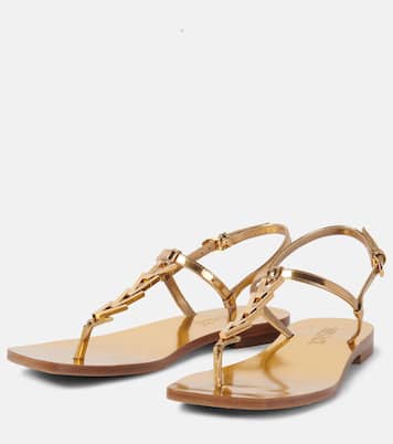 Tongs en cuir métallisé | Versace