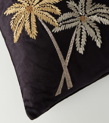 Palms embroidered velvet cushion | Les-Ottomans