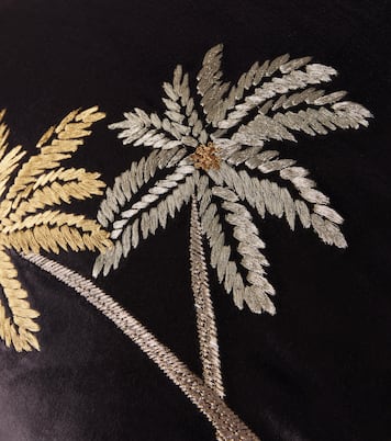 Palms embroidered velvet cushion | Les-Ottomans