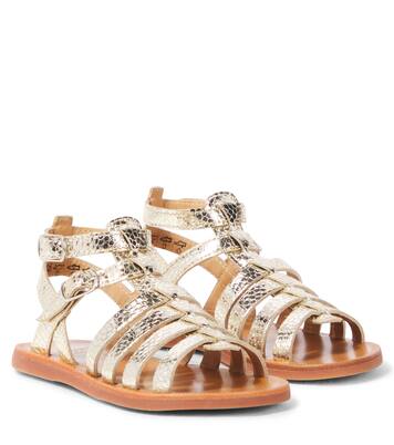 Sandalen Plagate Gladiator aus Metallic-Leder | Pom d'Api
