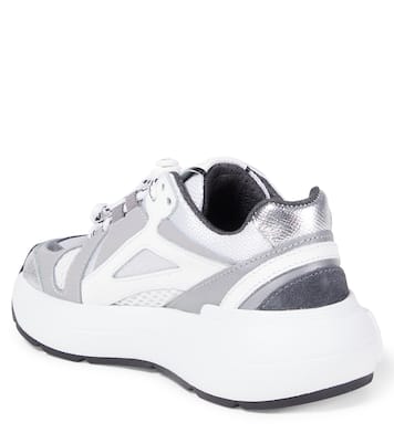 Embossed logo leather-trimmed sneakers | Dolce&Gabbana Kids