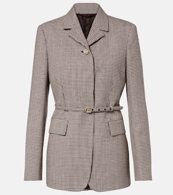 Blazer Double G en laine à carreaux | Gucci