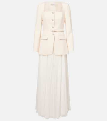 Belted plissé chiffon maxi dress | Self-Portrait