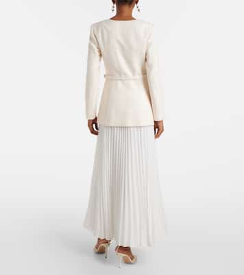 Belted plissé chiffon maxi dress | Self-Portrait