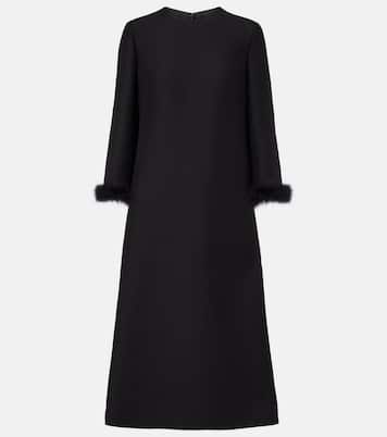 Crepe Couture feather-trimmed midi dress | Valentino