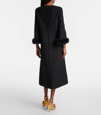 Crepe Couture feather-trimmed midi dress | Valentino