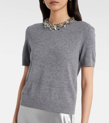 Embellished wool and cashmere top | Tory Burch