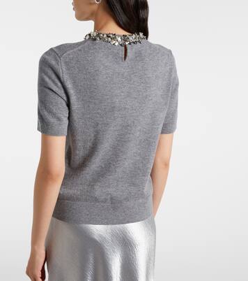 Embellished wool and cashmere top | Tory Burch