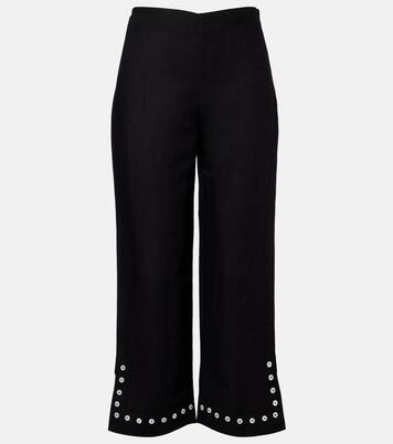 Pantalones flared cropped Piha en mezcla de lino | Staud