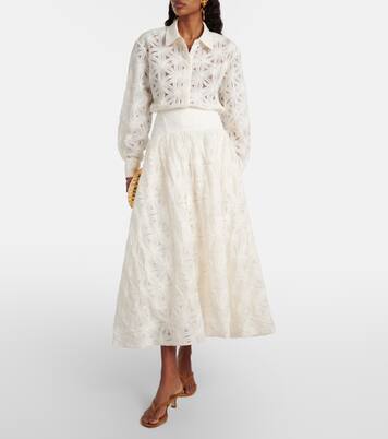 Mindy embroidered midi skirt | Simkhai