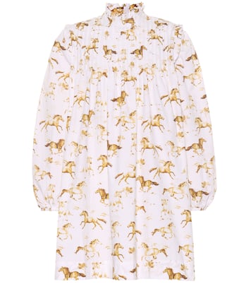 Horse-printed cotton dress | Ganni