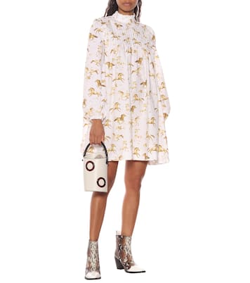 Horse-printed cotton dress | Ganni