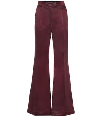 Pantalon évasé Tana en satin de lin mélangé | Joseph