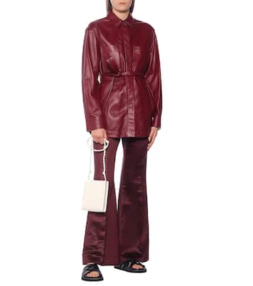 Pantalon évasé Tana en satin de lin mélangé | Joseph
