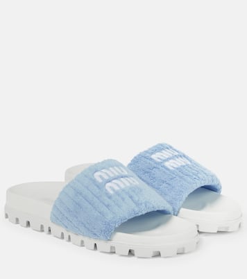 Logo embroidered terry slides | Miu Miu