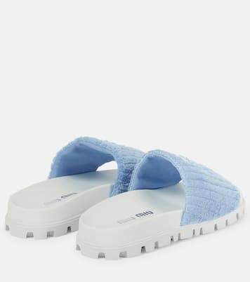 Logo embroidered terry slides | Miu Miu