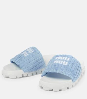 Logo embroidered terry slides | Miu Miu