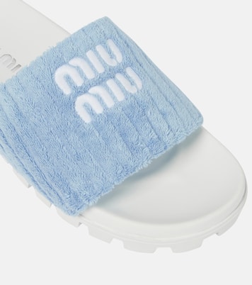 Logo embroidered terry slides | Miu Miu