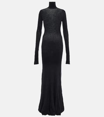 Turtleneck cotton blend maxi dress in black Balenciaga Mytheresa