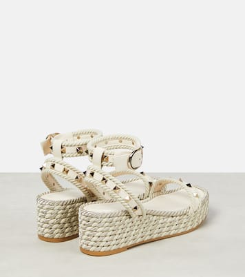 Rockstud leather wedge espadrilles | Valentino Garavani
