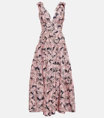 Tiered cotton-blend midi dress | Carolina Herrera