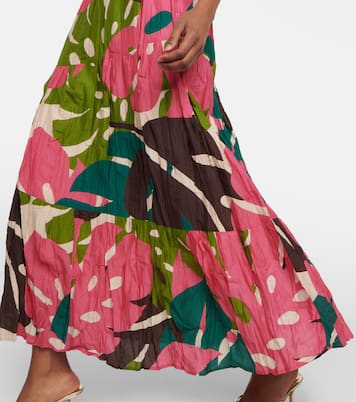 Lydia printed cotton and silk maxi skirt | Velvet