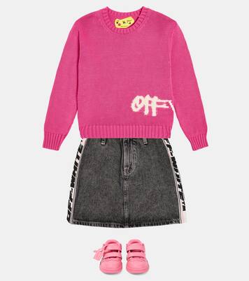 Pull en coton mélangé à logo | Off-White Kids